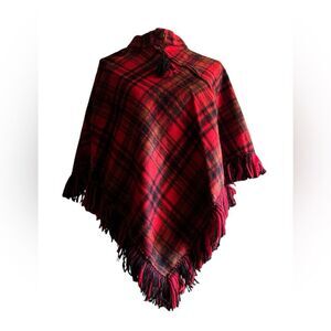 Pioneer Wear Vintage Plaid Poncho, Size Medium